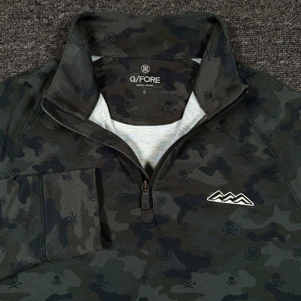 G/Fore Mens Small Green Camo Desert Springs Golf 1/4 Zip Pullover G4MS22K78